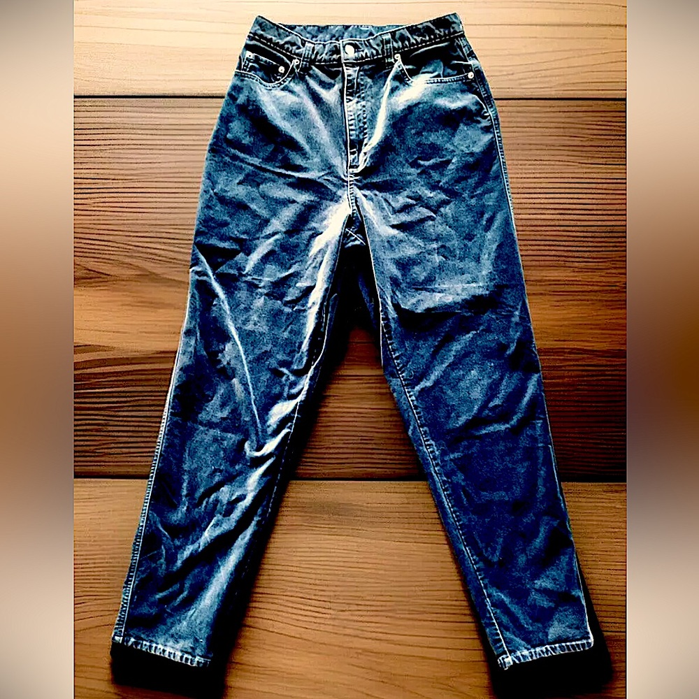 ☑️DENIM & CO☑️ VELVET STRETCH STRAIGHT LEG 5-POCKET JEANS EUC🐰